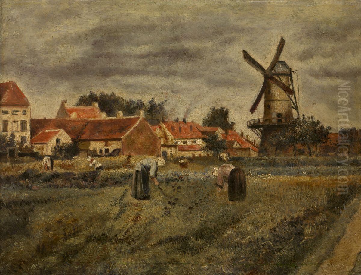 Harvesting Potatoes Oil Painting by Henri de Braekeleer Harvesting Potatoes Oil Painting by Henri de Braekeleer