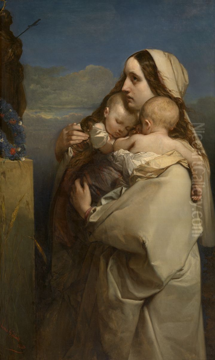 The Unfortunate Mother Oil Painting by Louis Gallait