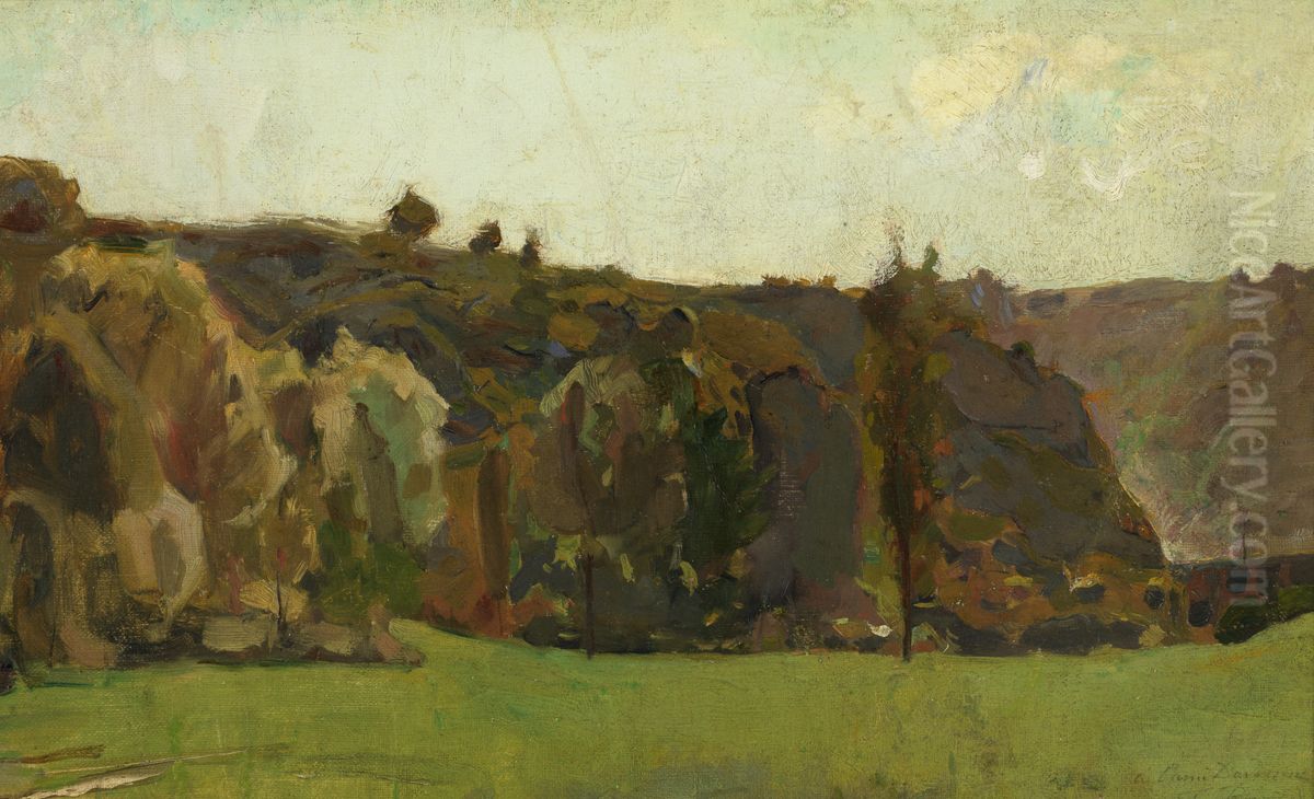 Landscape in the Ardennes Oil Painting by Felicien Rops