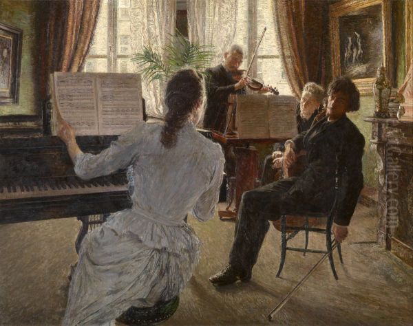 Trio Oil Painting by Charles Mertens
