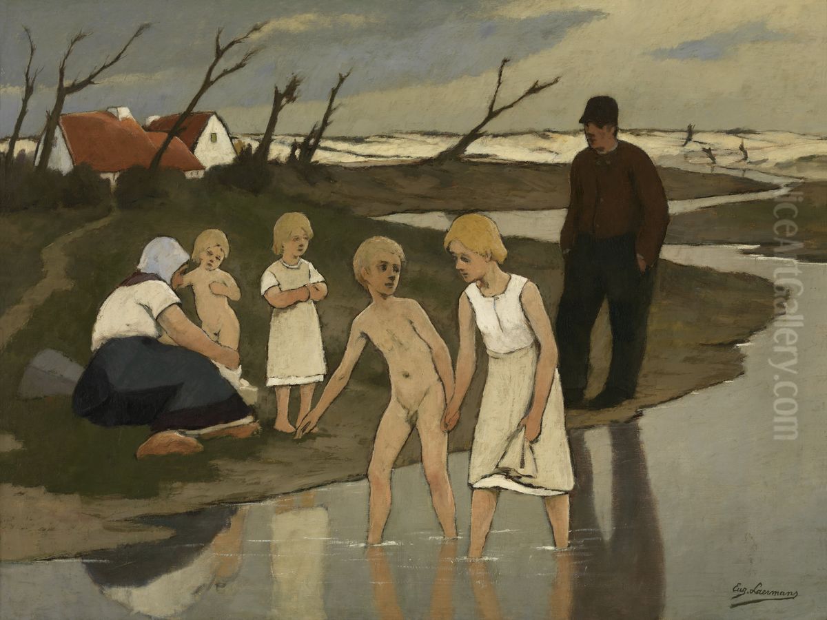 Badende kinderen Oil Painting by Eugene Laermans