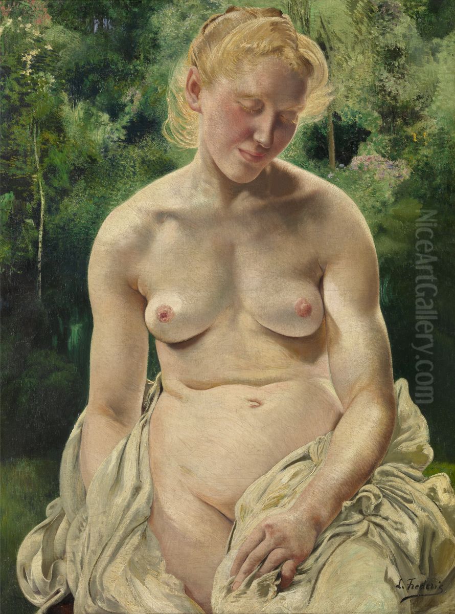 Timidity Oil Painting by Leon Frederic