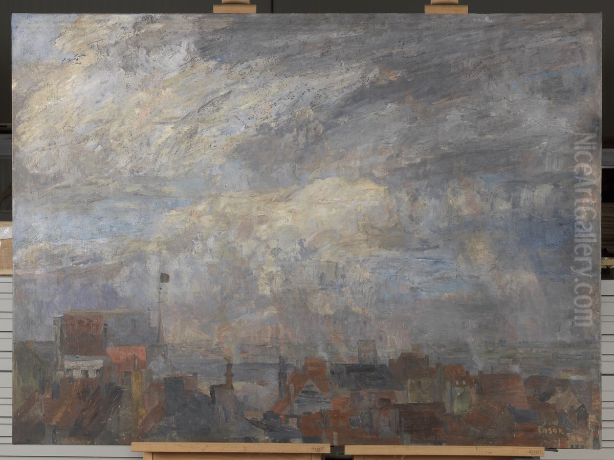 Daken in Oostende Oil Painting by James Ensor