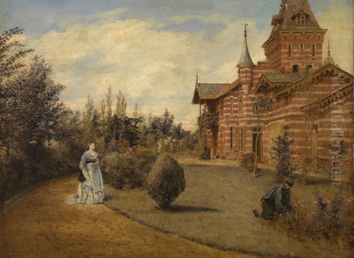 The Country House of Gustave Couteaux Oil Painting by Henri de Braekeleer