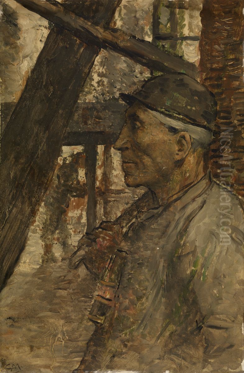 Collier with Safety Lamp Oil Painting by Constantin Meunier