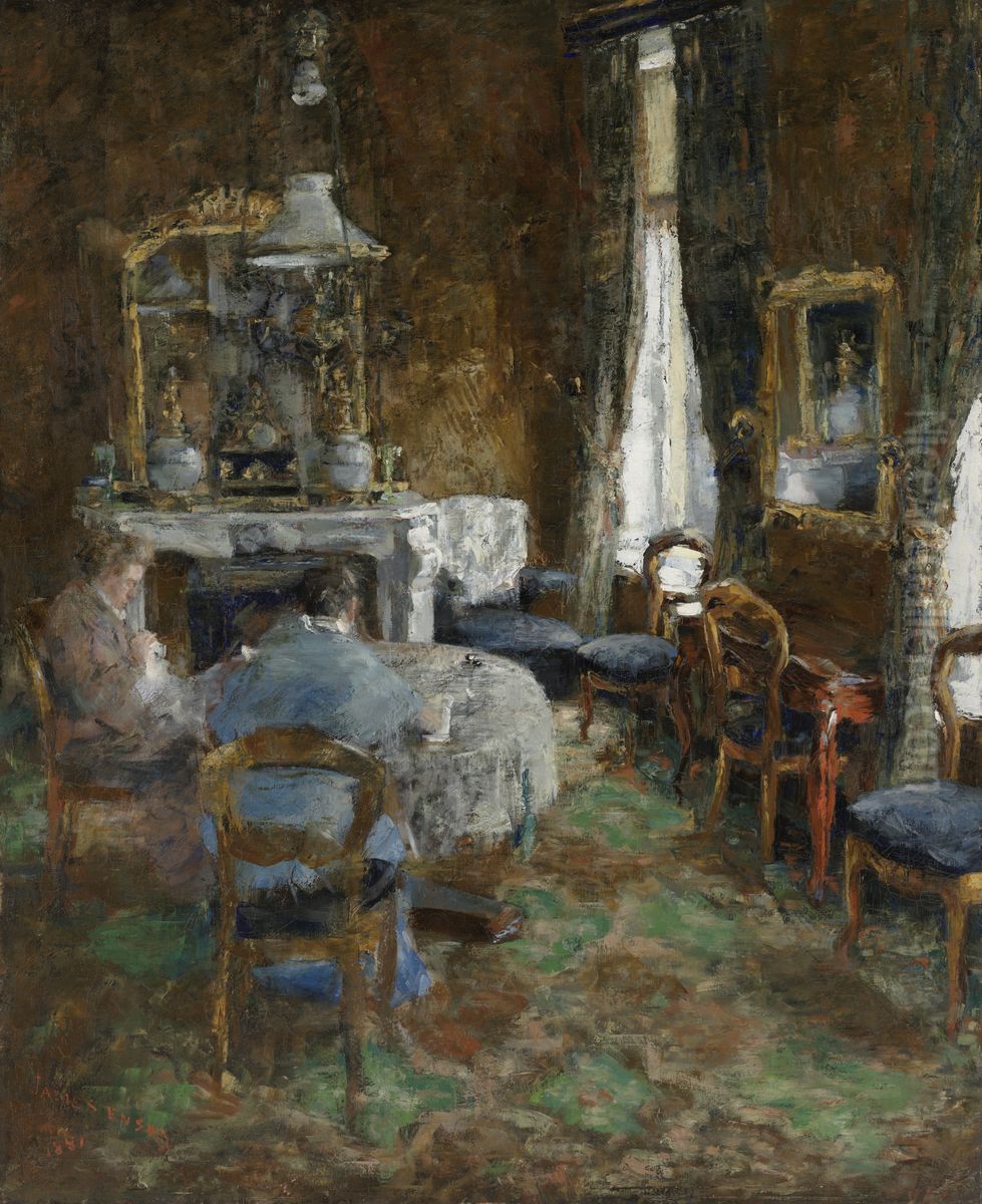 Het burgersalon Oil Painting by James Ensor
