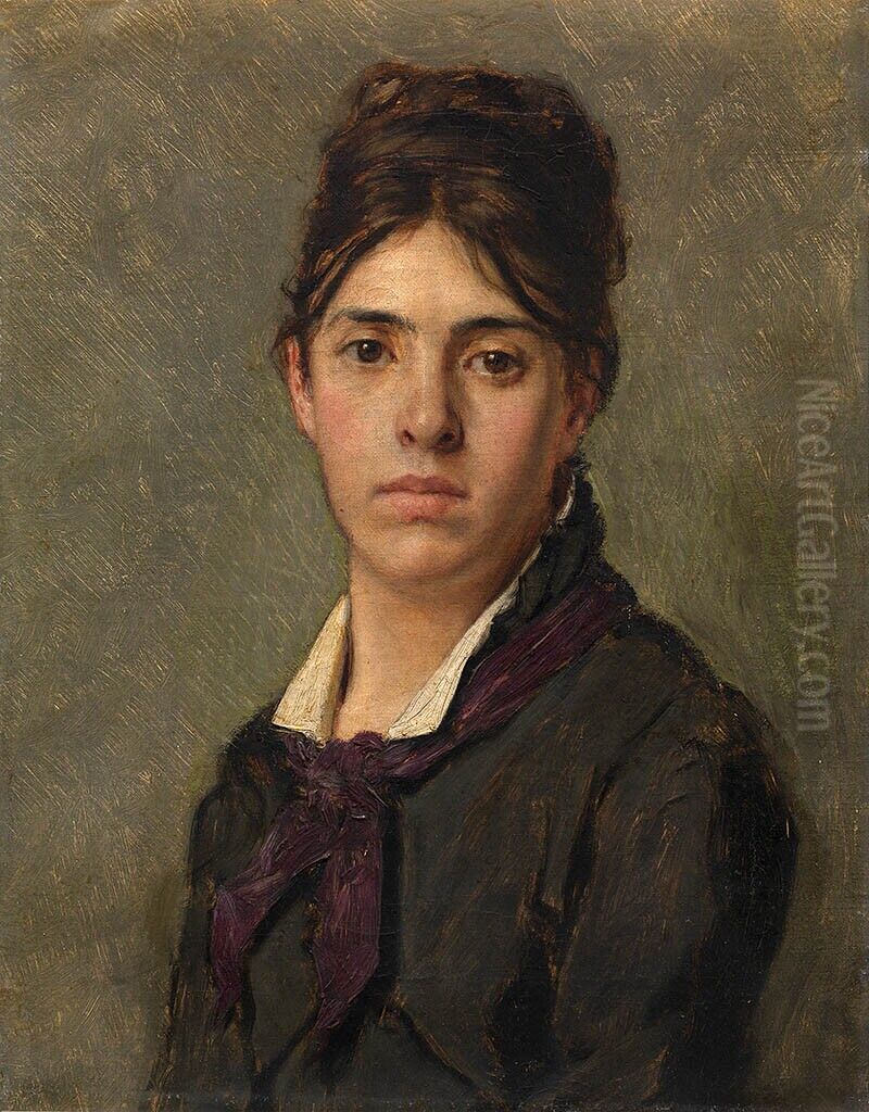 Henriette Van Beers, zuster van de kunstenaar Oil Painting by Jan van Beers