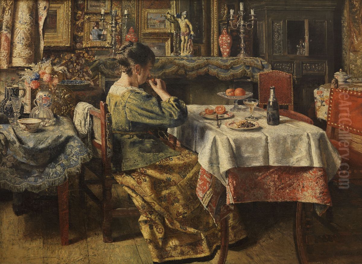 The Meal Oil Painting by Henri de Braekeleer