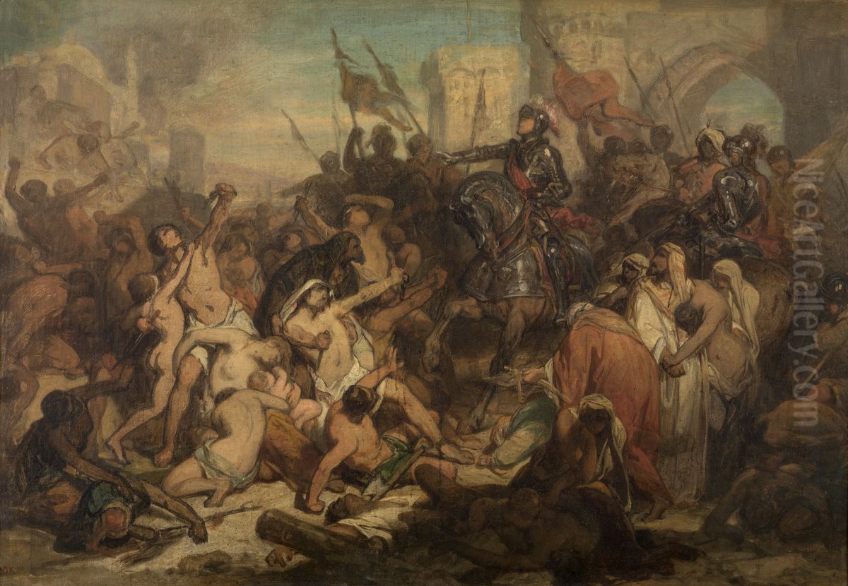 Charles V Frees the Slaves in Tunis Oil Painting by Nicaise de Keyser