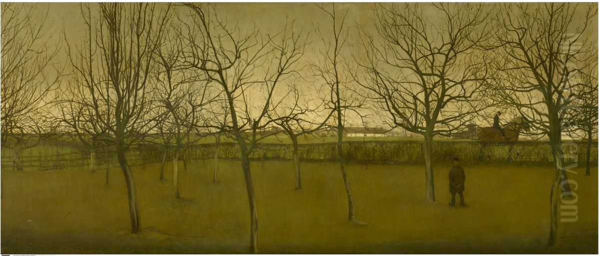 Boomgaard in de winter Oil Painting by Valerius De Saedeleer