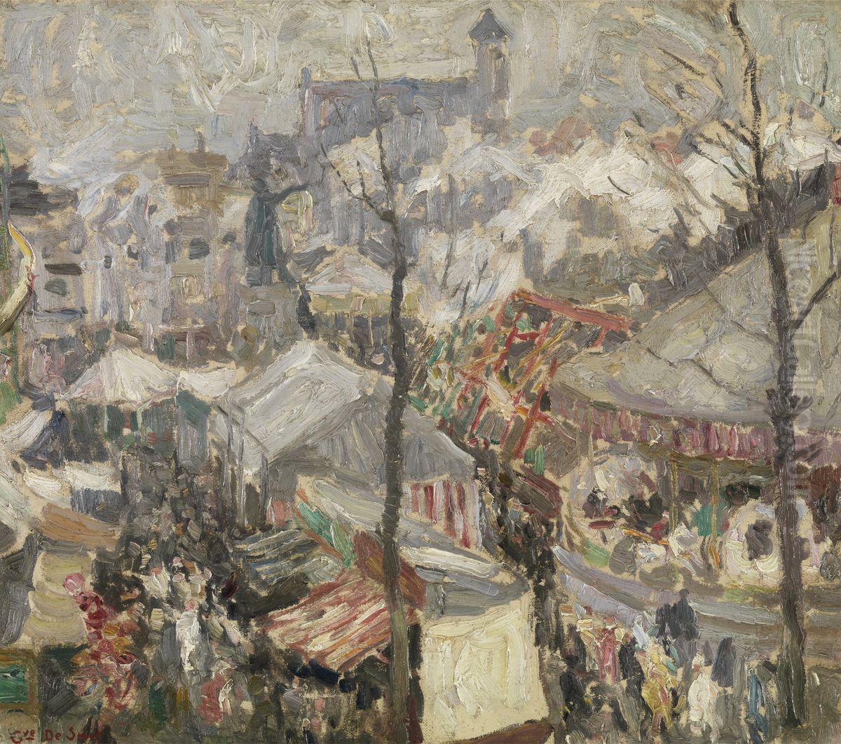 Fair at Vrijdagmarkt in Ghent Oil Painting by Gustave De Smet