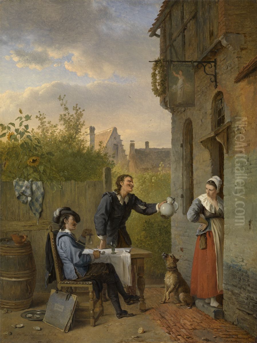 Kroegtafereel Oil Painting by Ignatius Josephus van Regemorter