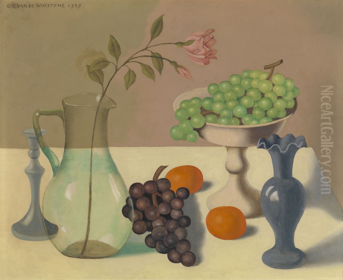 Still Life with Grapes Oil Painting by Gustave Van De Woestijne