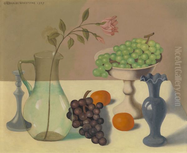 Stilleven met druiven Oil Painting by Gustave Van De Woestijne