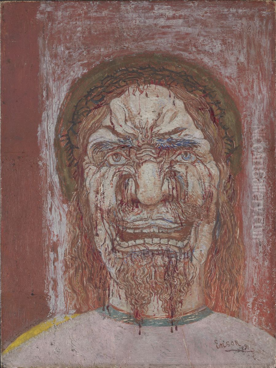 Man of Sorrows Oil Painting by James Ensor