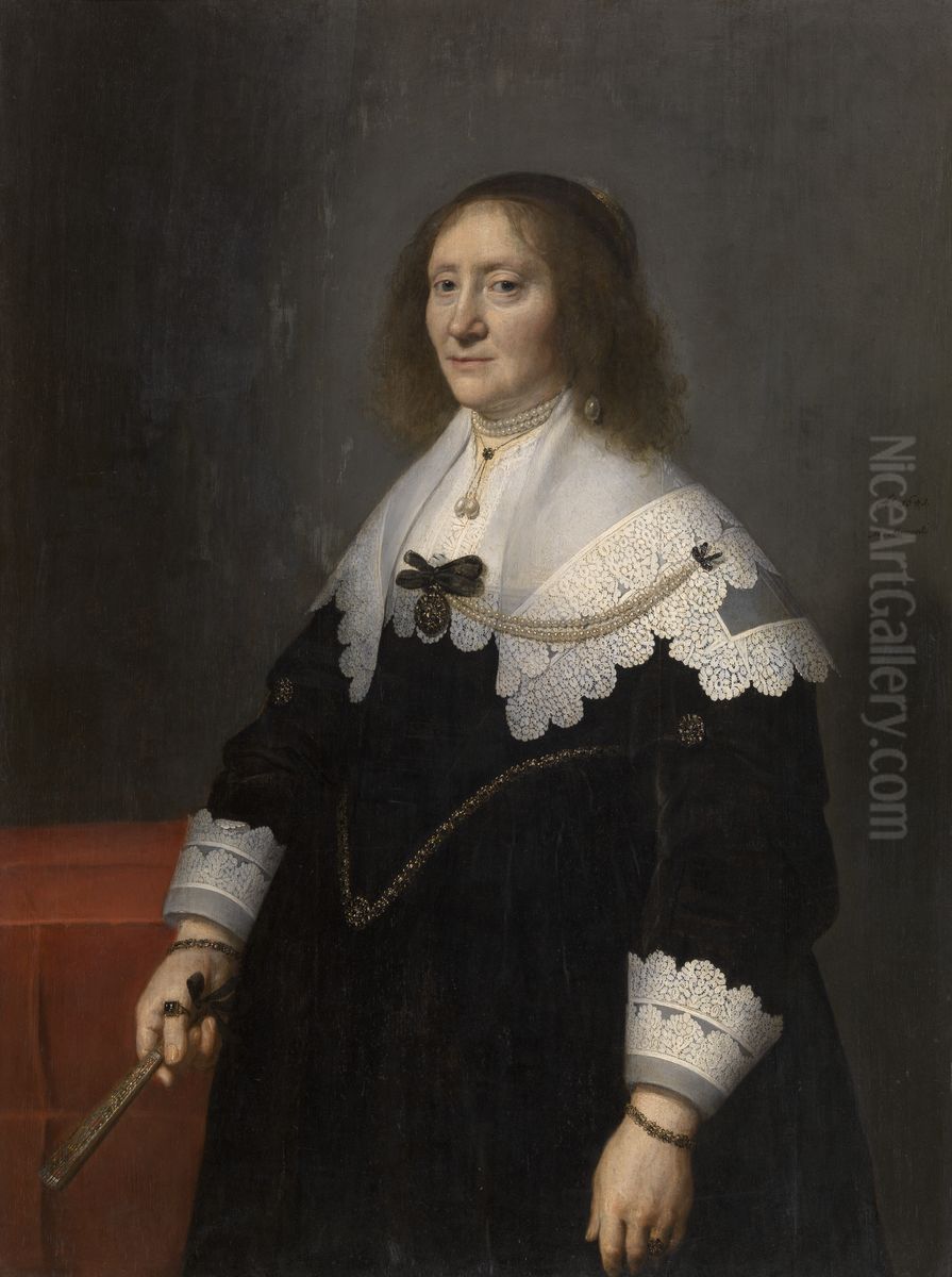 Portrait of Aletta Brasser (1579-1655) Oil Painting by Michiel Jansz. van Mierevelt