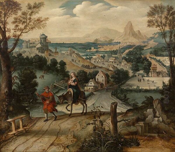 Rest on the flight into Egypt Oil Painting by Lucas Gassel