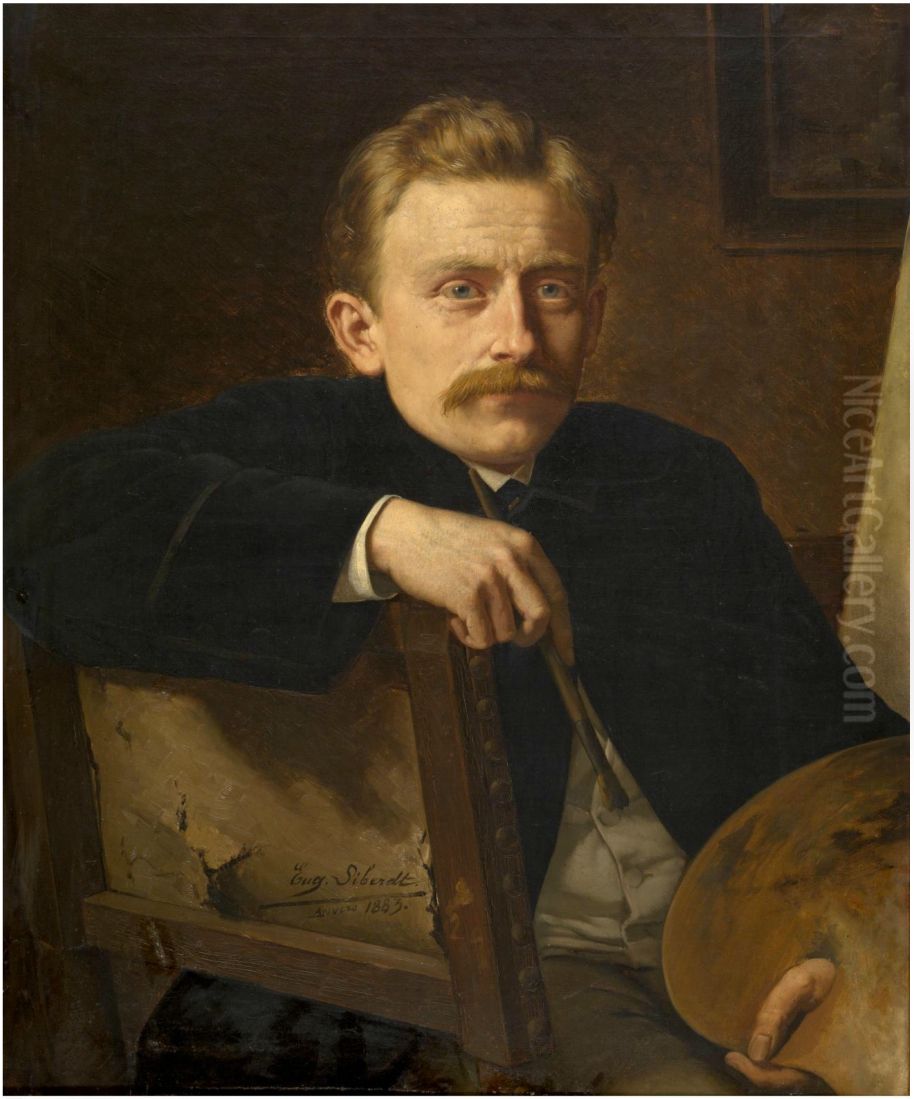 Portrait of the painter Hippolyte Van Soom Oil Painting by Eugene Siberdt