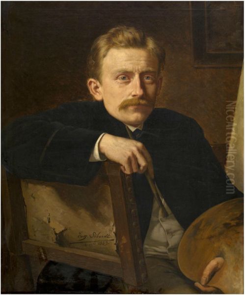 Portrait of the painter Hippolyte Van Soom Oil Painting by Eugene Siberdt