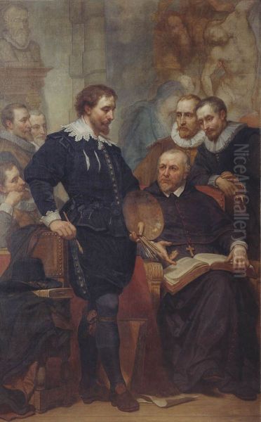 Peter Paul Rubens in zijn atelier Oil Painting by Nicaise de Keyser