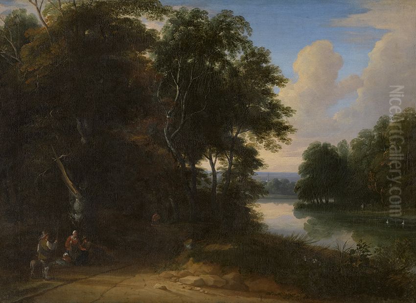 Boslandschap met rivier Oil Painting by Jacques d'Arthois
