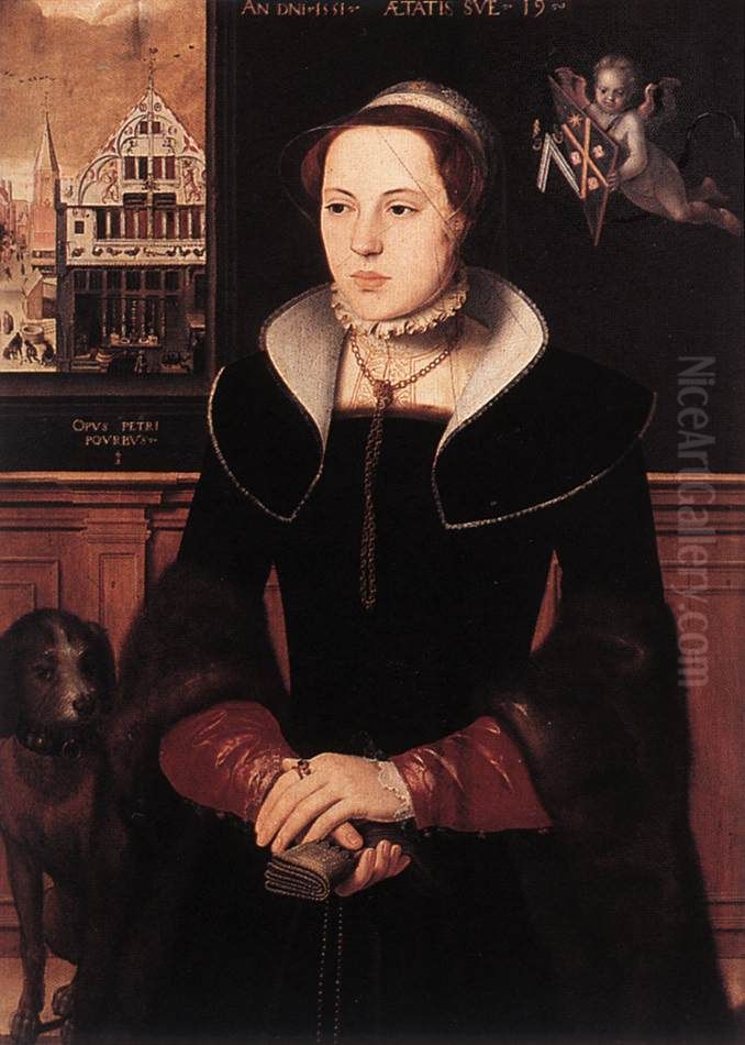 Portrait of Jacquemyne Buuck, echtgenote van Jan van Eyewerve (1532/33-1595) Oil Painting by Pieter Pourbus