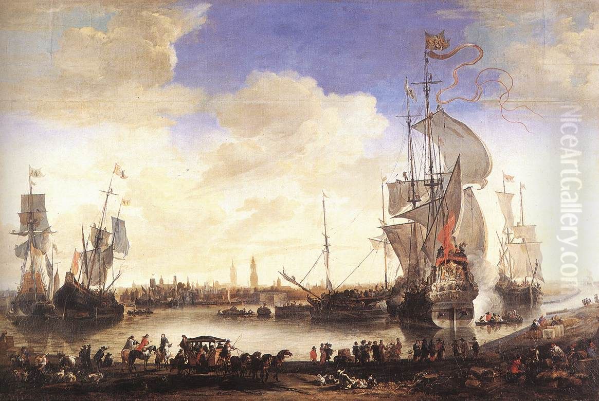 Gezicht op de Handelskom te Brugge Oil Painting by Hendrik van Minderhout
