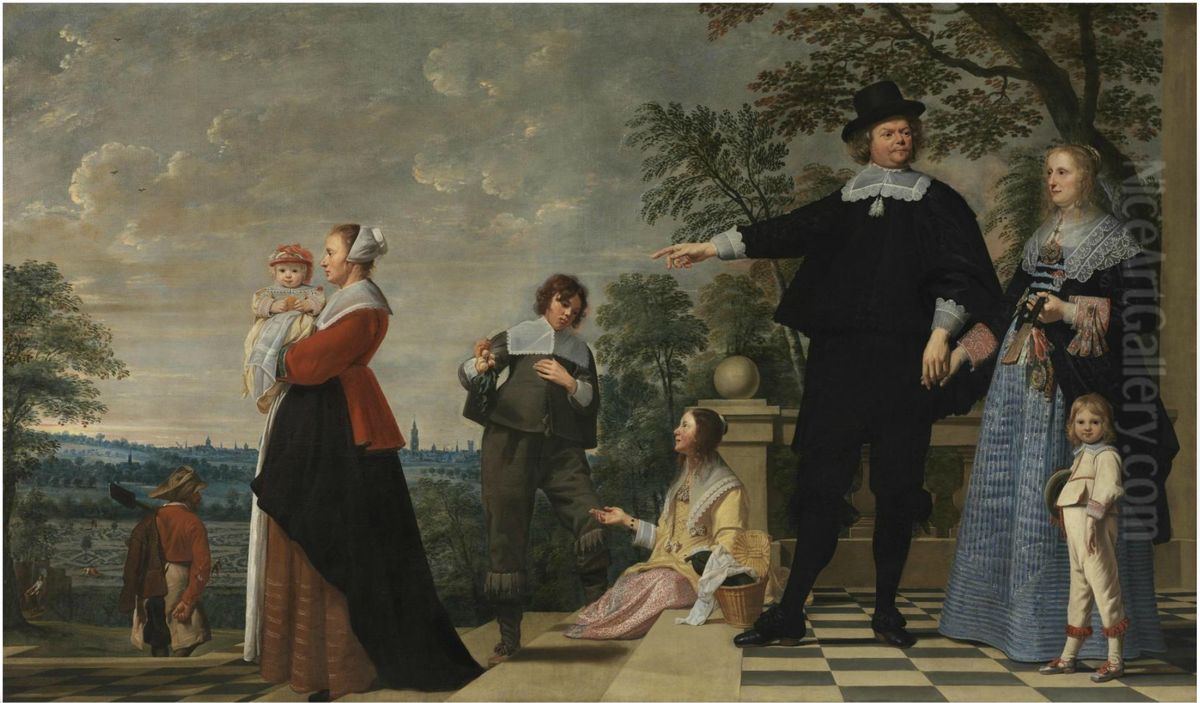 Portrait of a Bruges Family Oil Painting by Jacob van Oost