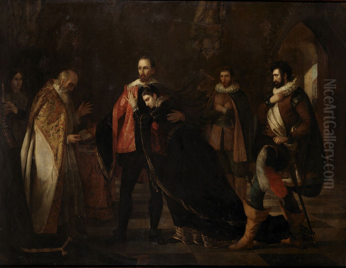 Lamoral, Count of Egmont, Taking Leave of His Wife Oil Painting by Adele Kindt