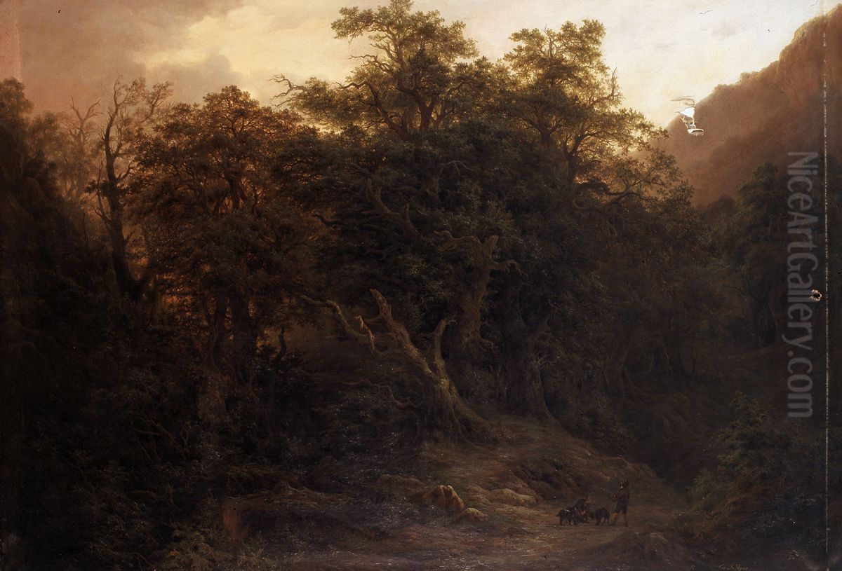 Woodland Scene at Alife in the Abruzzo (Italy) Oil Painting by Edouard De Vigne Woodland Scene at Alife in the Abruzzo (Italy) Oil Painting by Edouard De Vigne