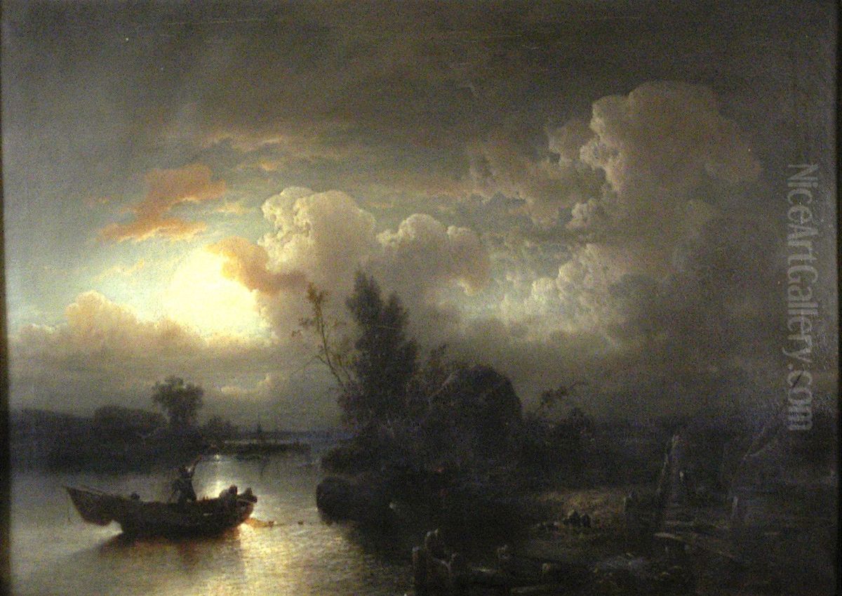 Fishermen at Night Oil Painting by Louis De Winter