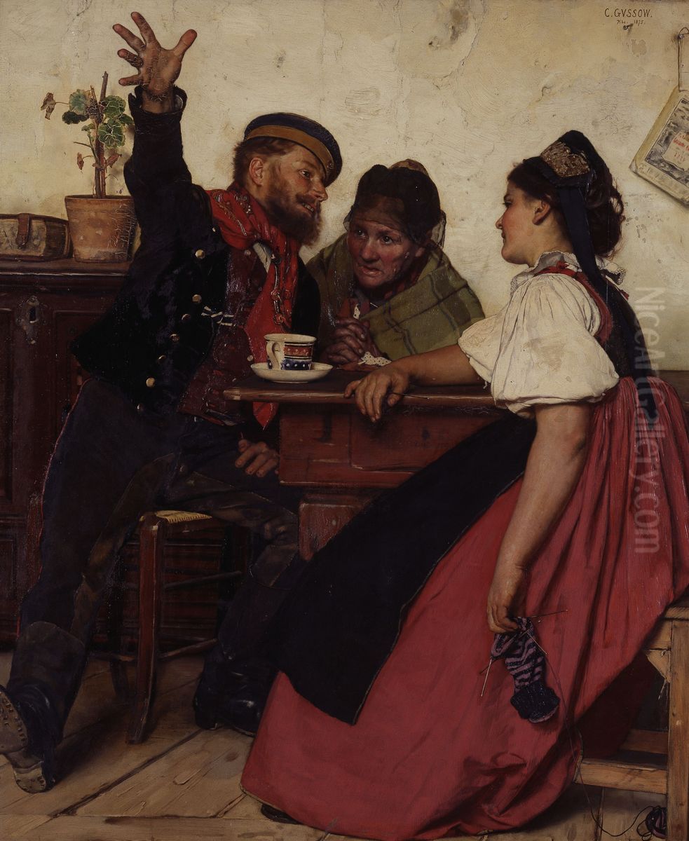 The story of a reservist Oil Painting by Karl Gussow
