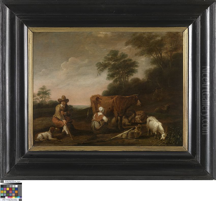 Landschap met herder en melkmeid Oil Painting by Aelbert Cuyp