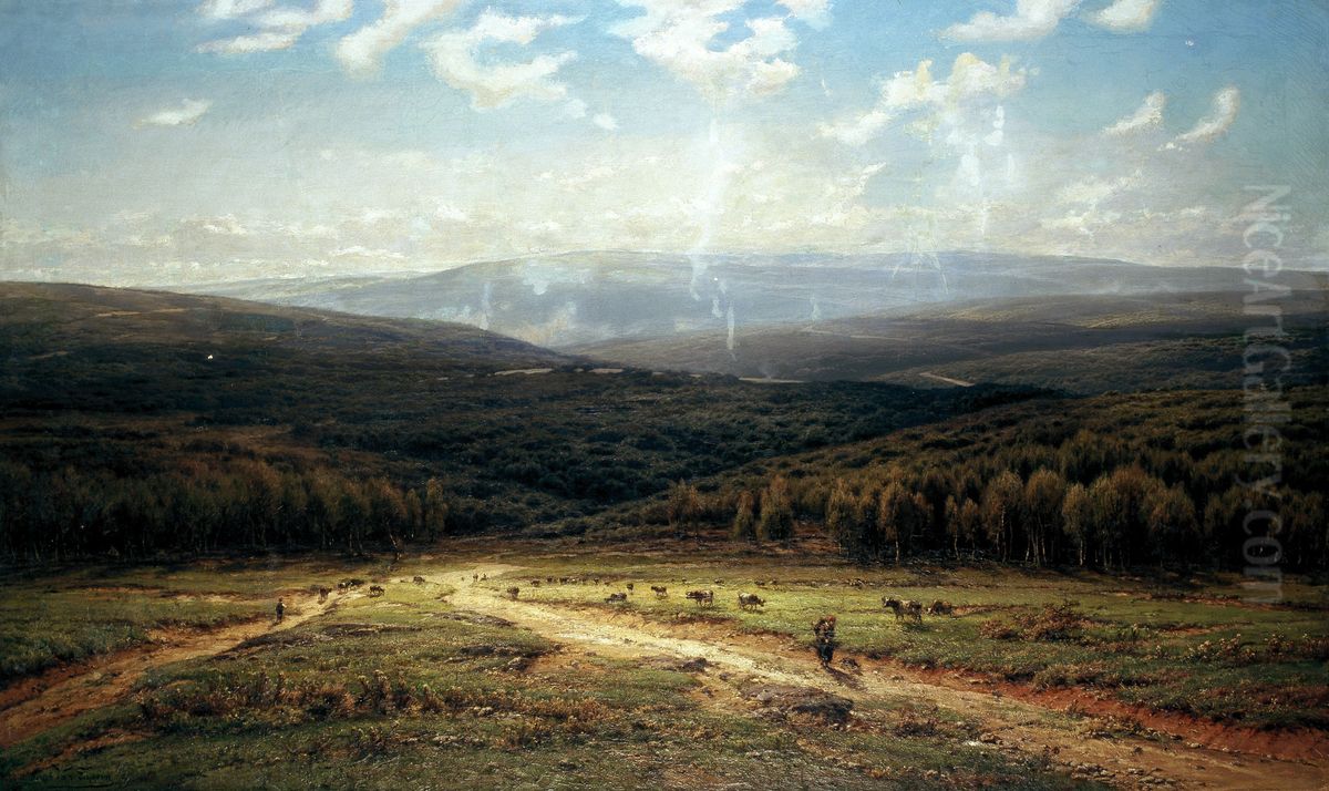Landscape at Poix-Saint-Hubert Oil Painting by Joseph Van Luppen