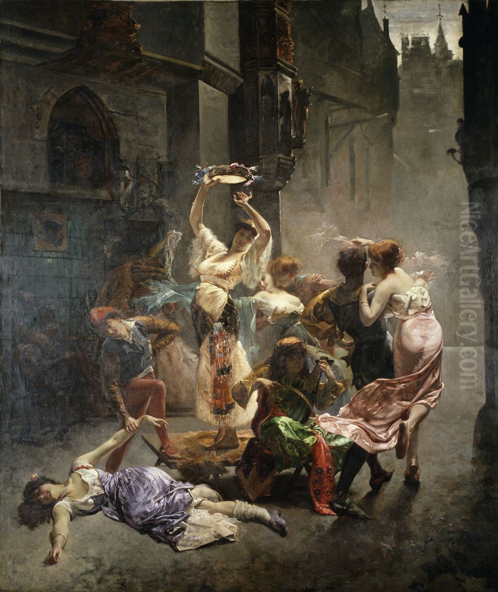 Beggars and Whores Oil Painting by Edouard Frederic Wilhelm Richter