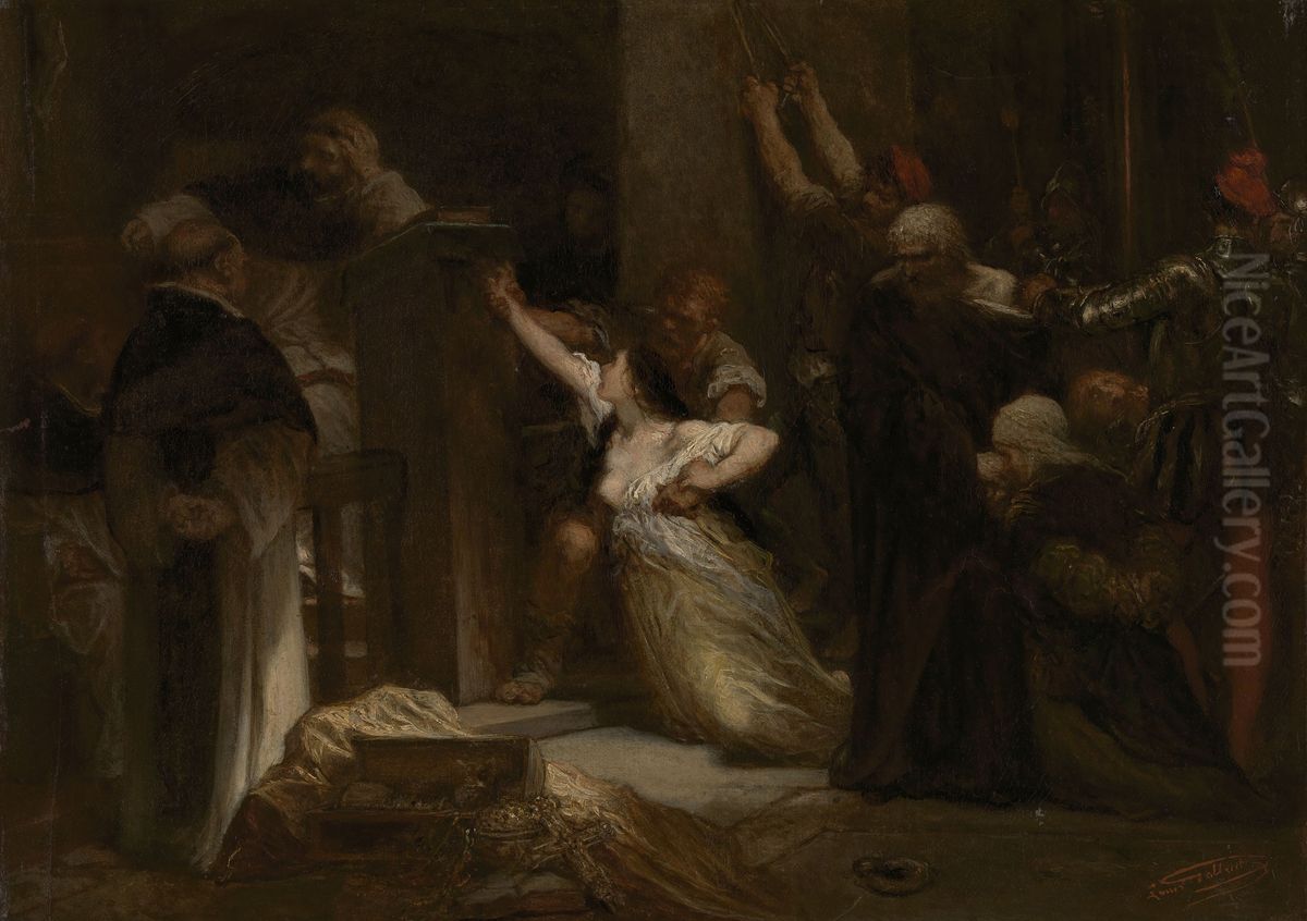A Jewish Family Accused of Handling Stolen Religious Artefacts and Tortured by the Inquisition Oil Painting by Louis Gallait A Jewish Family Accused of Handling Stolen Religious Artefacts and Tortured by the Inquisition Oil Painting by Louis Gallait