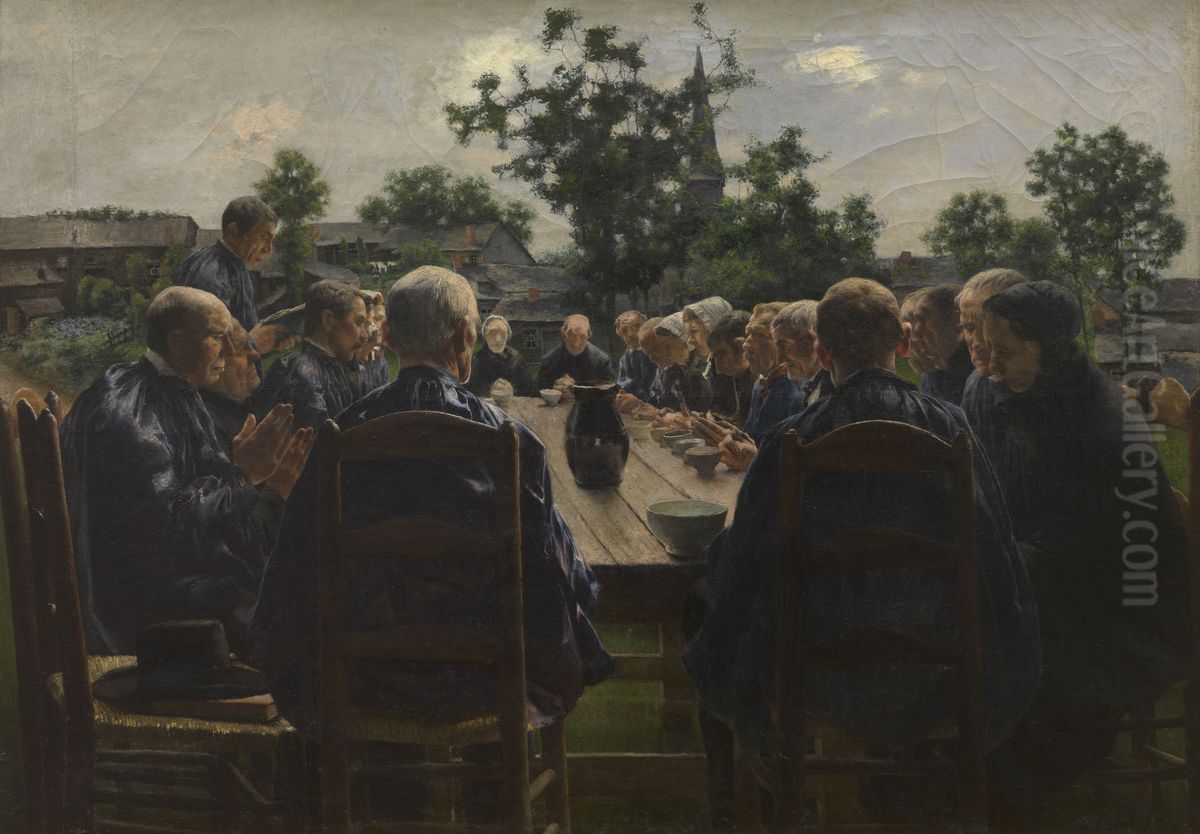 The Funeral Meal Oil Painting by Leon Frederic