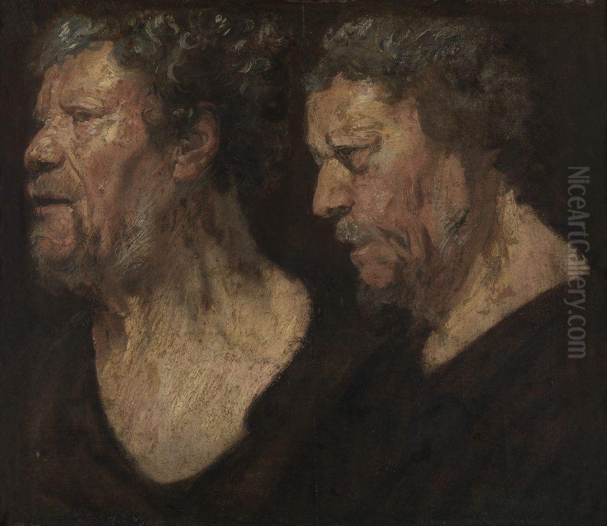 Two portrait studies for the head of braham Grapheus  (?-1624) Oil Painting by Jacob Jordaens