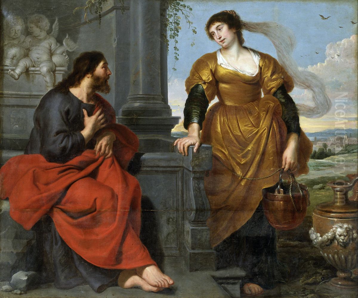 Christ and the Samaritan Woman Oil Painting by Cornelis De Vos