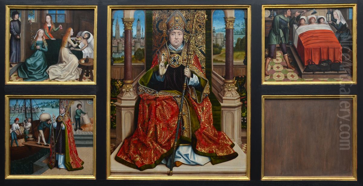 Retable of St. Nicholas Oil Painting by Master Of The Legend Of Saint Lucy
