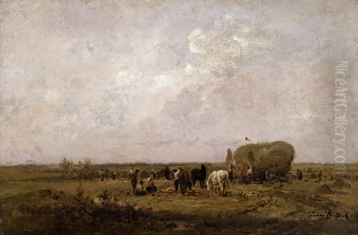 Haymaking Oil Painting by Cesar De Cock