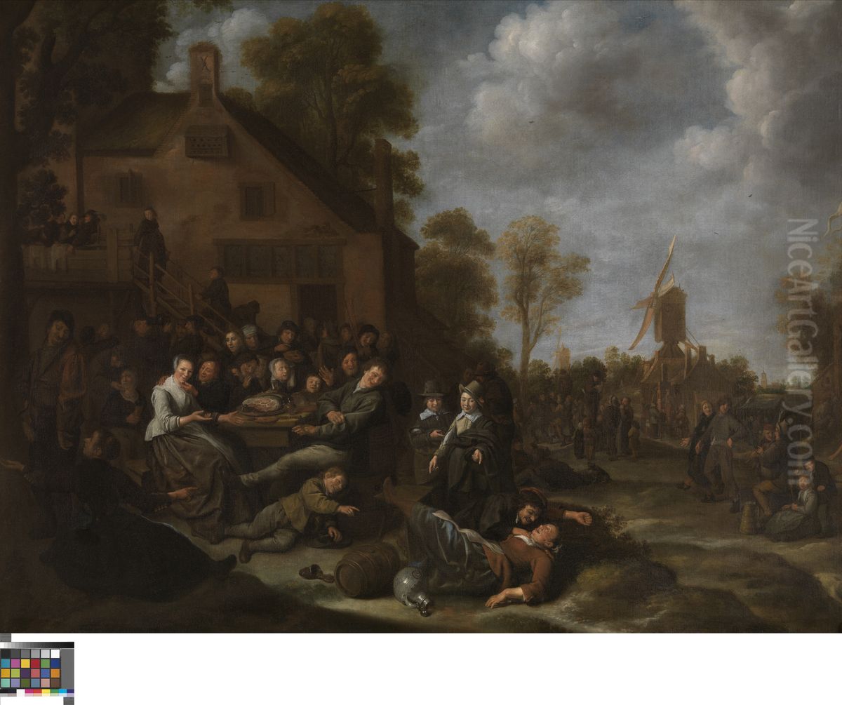 Village Fair Oil Painting by Jan Miense Molenaer