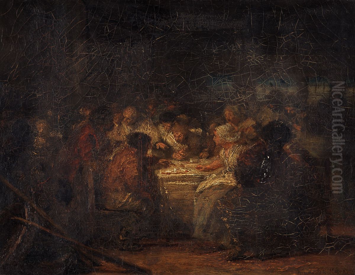 The Card Game (study) Oil Painting by Eugene De Block