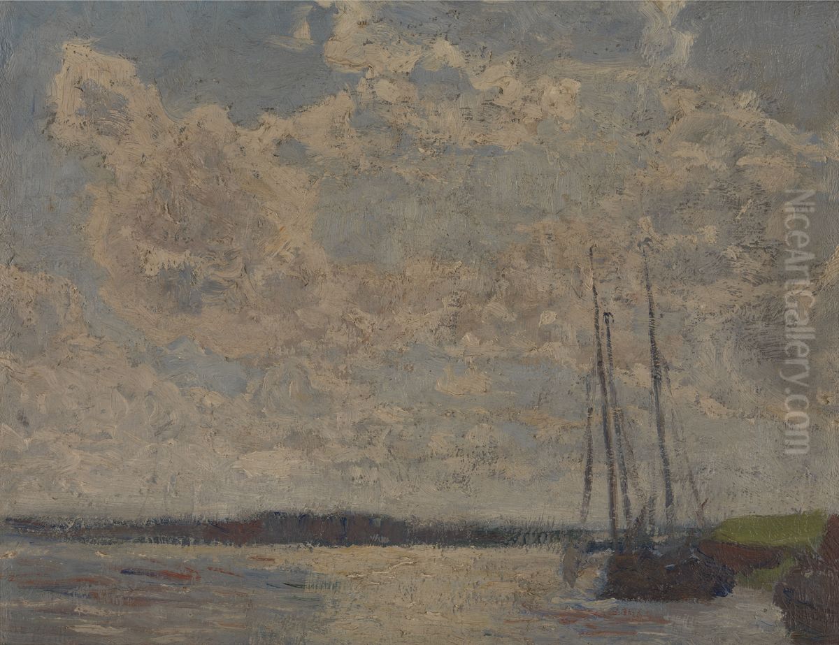 View of the River Scheldt (sketch) Oil Painting by Georges Buysse