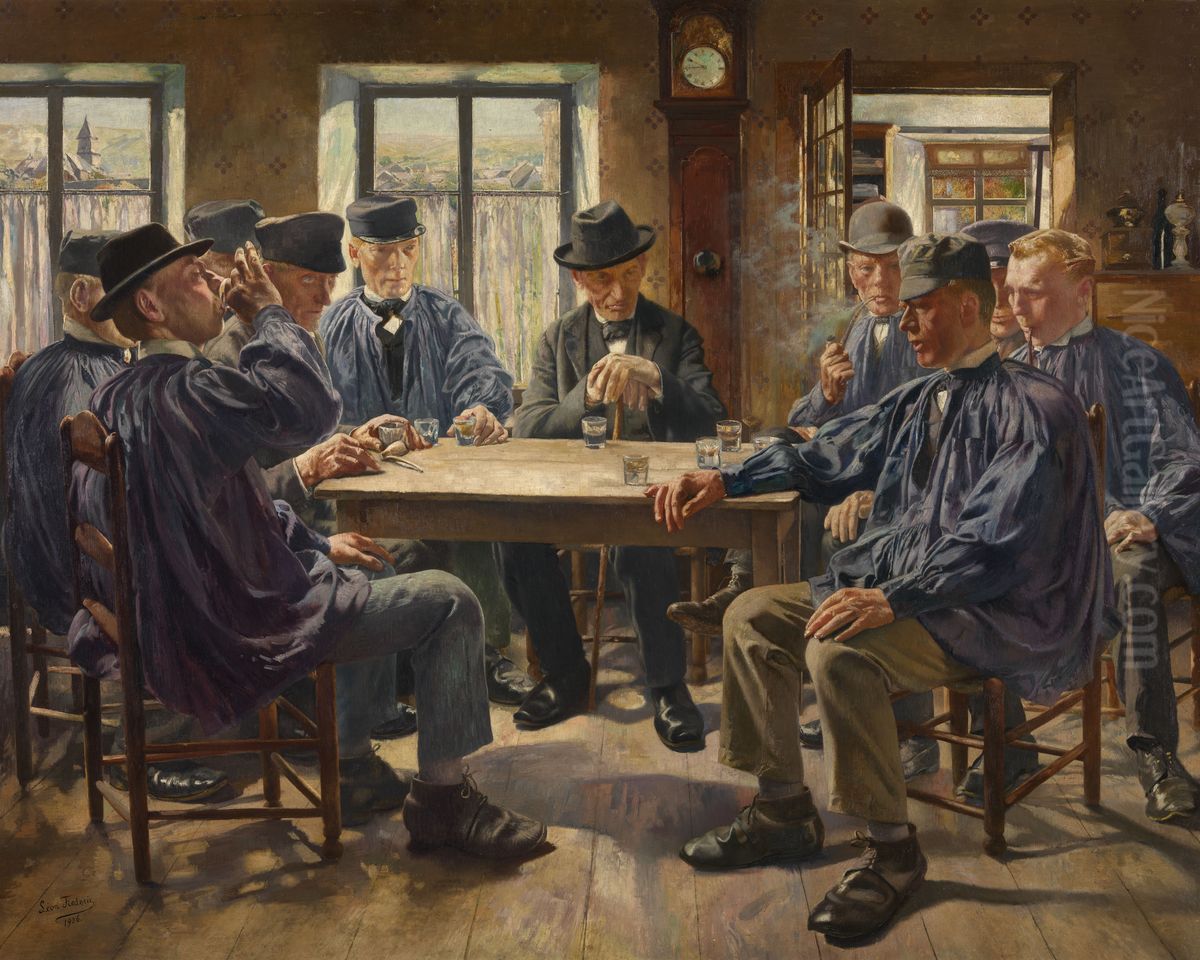 Sunday Morning, Before Mass Oil Painting by Leon Frederic Sunday Morning, Before Mass Oil Painting by Leon Frederic