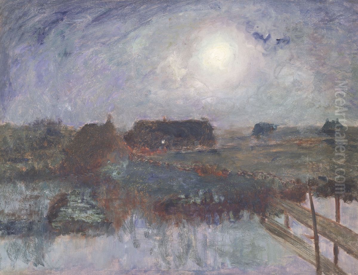Night-time Landscape near Brasschaat Oil Painting by Theodore Verstraete