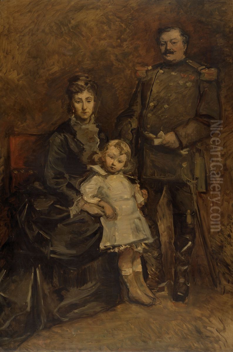 Portrait of General Nijpels and his Family Oil Painting by Edouard Agneessens