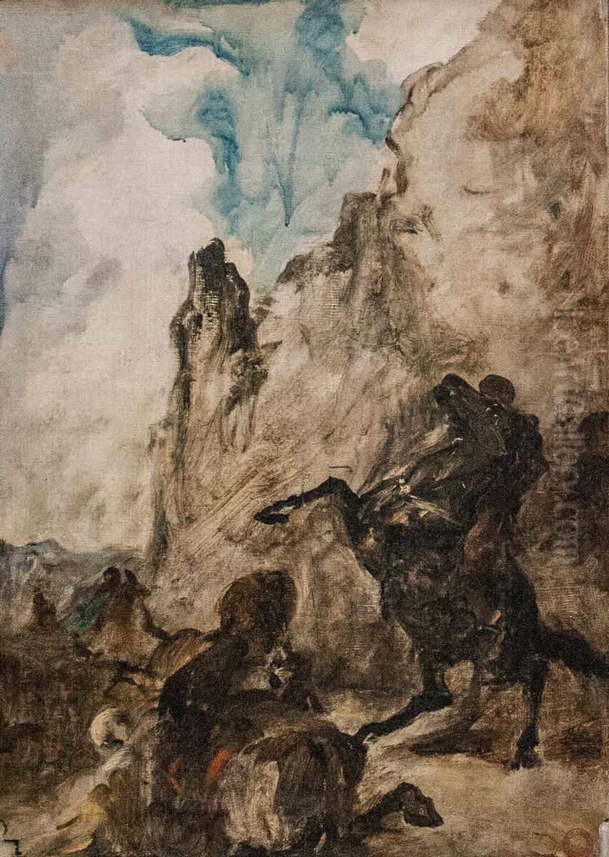 Oroszlanvadaszat Oil Painting by Eugene Fromentin