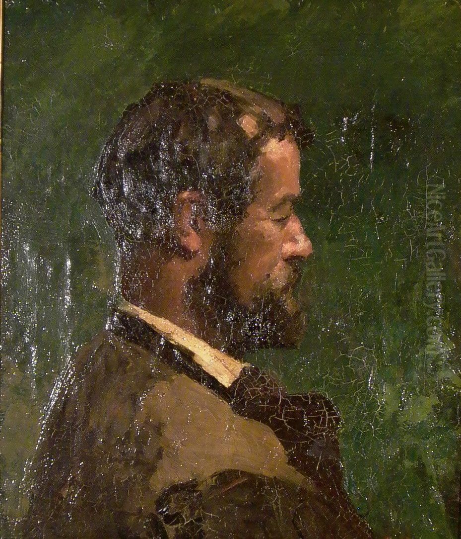Bust of a Man in Profile Oil Painting by Gustave Courbet