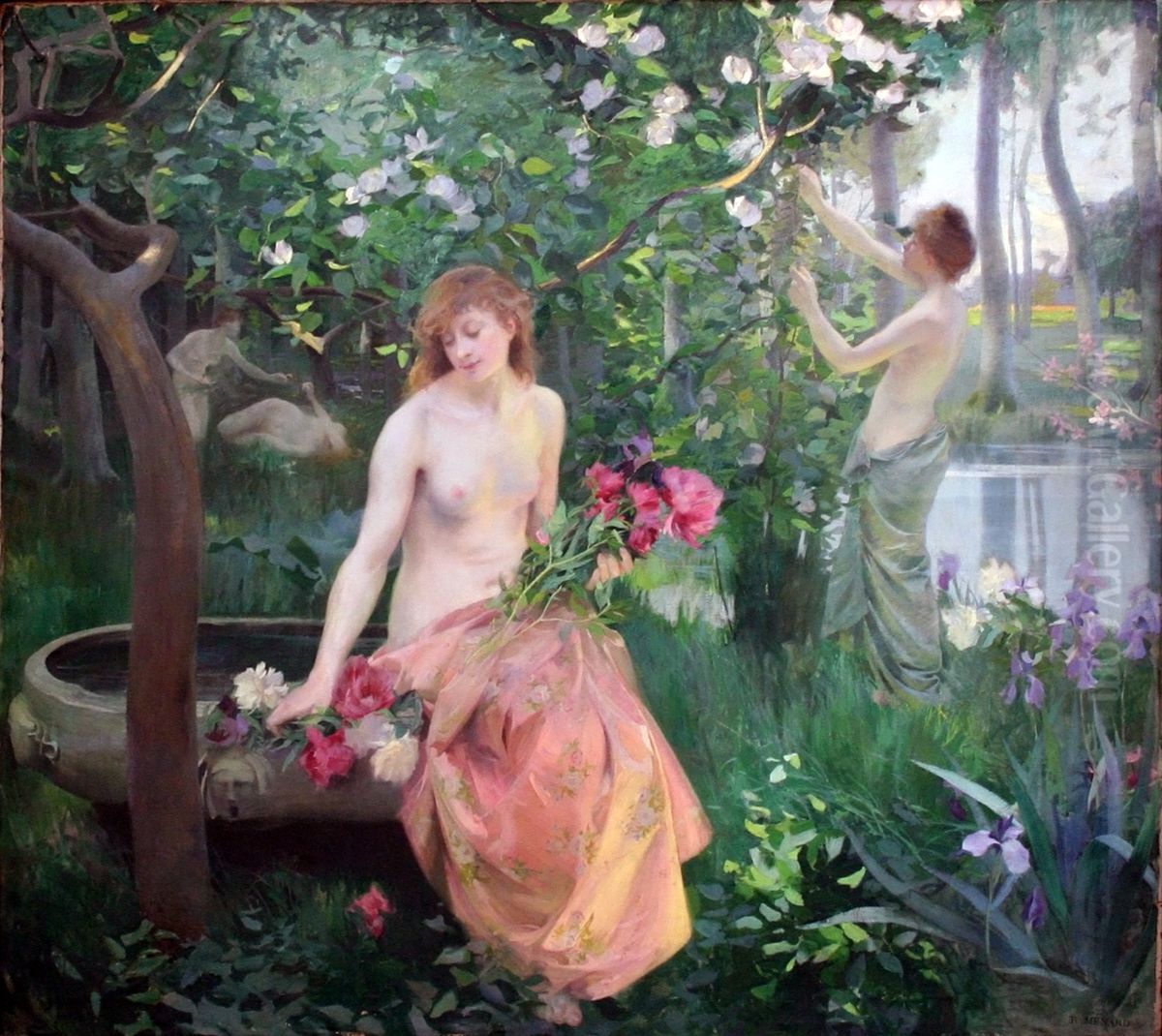 Spring Oil Painting by Emile-Rene Menard